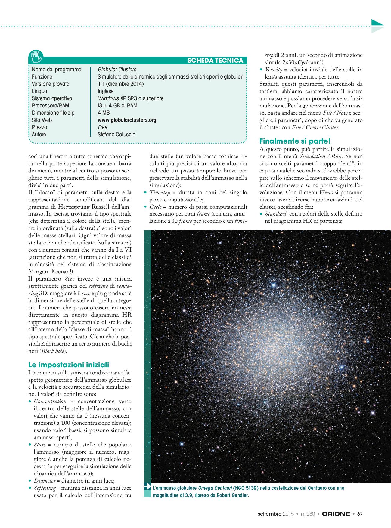 Vetrina del software: Globular Clusters