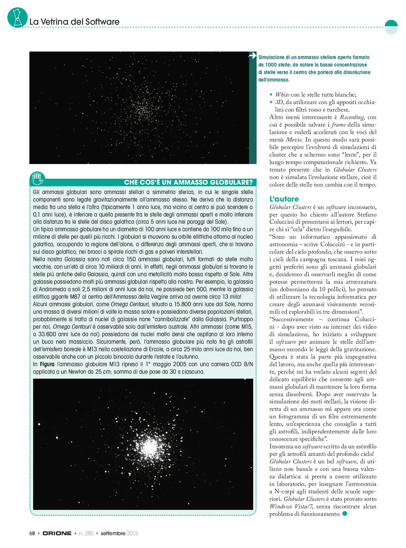 Vetrina del software: Globular Clusters